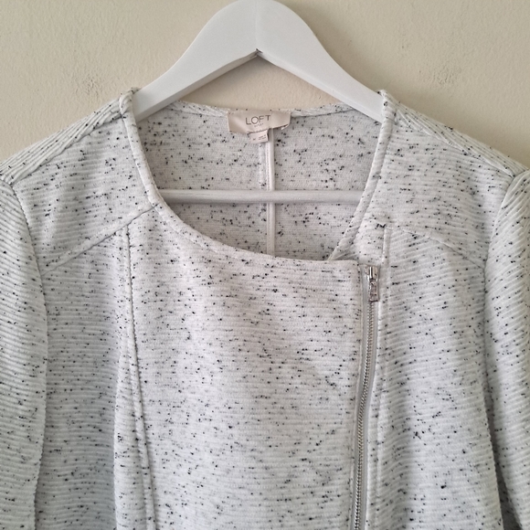 Loft Ivory & Black Overlap L/S Jacket w/ Zip -Sz M - Picture 4 of 7